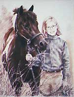 "Girl & Pony"  24 x 20  Sepia